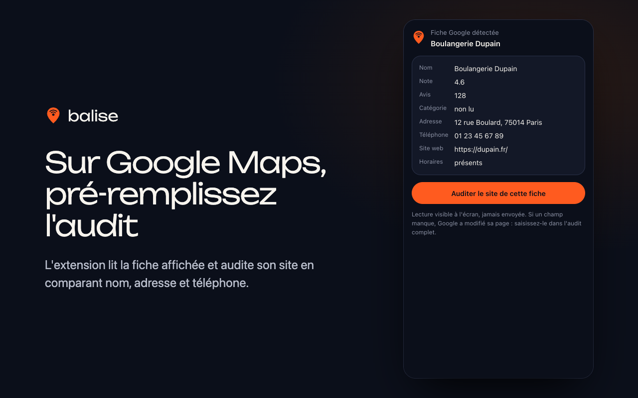 Lecture d'une fiche Google Maps pour pré-remplir l'audit